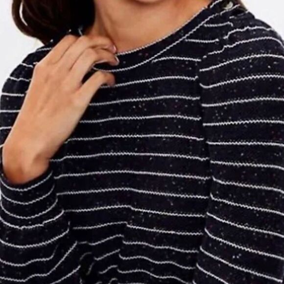 Loft Stripe Dress Navy Button Back Dress Size XS • NEW WITH TAGS • - Picture 4 of 10